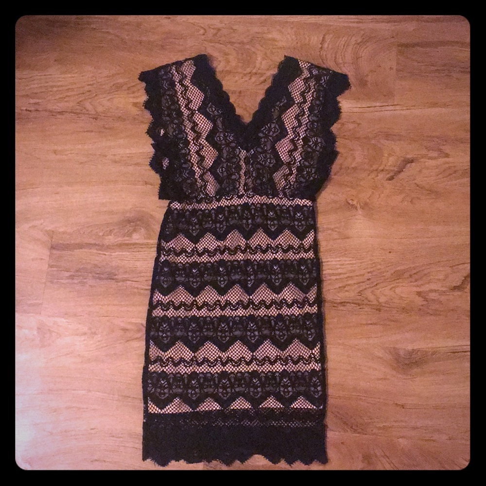 Black fitted Lace overlay slip dress